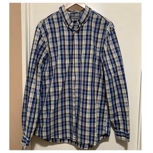 Eddie Bauer Blue Plaid Long Sleeve Shirt LT